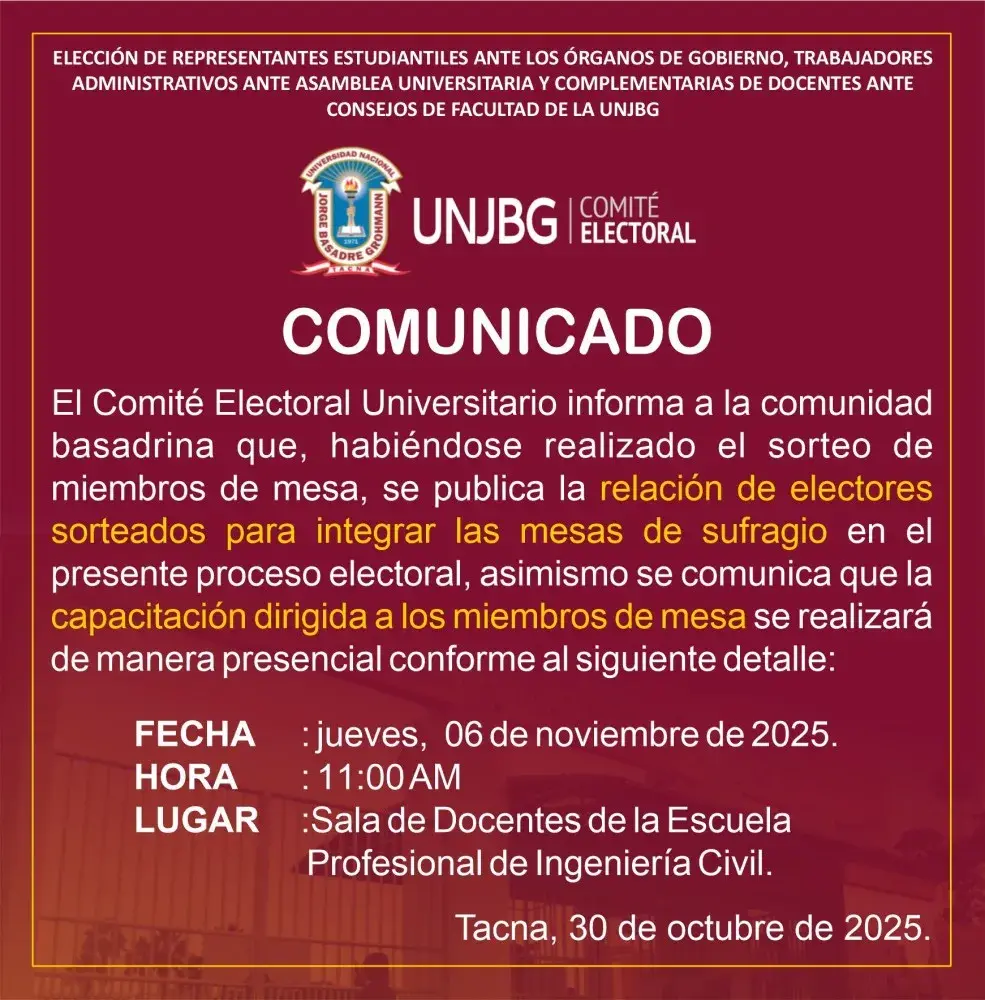 COMUNICADO -  MIEMBROS DE MESA